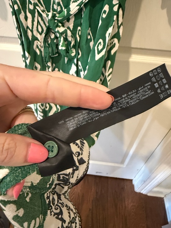 Zara green printed maxi dress, small - Picture 7 of 9